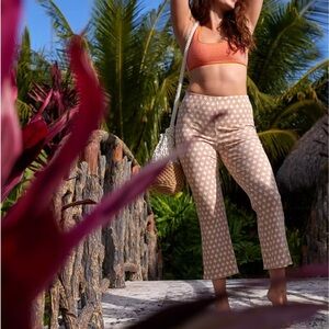 Aerie high waisted kick flare cropped lounge pants tan peach M new with tags